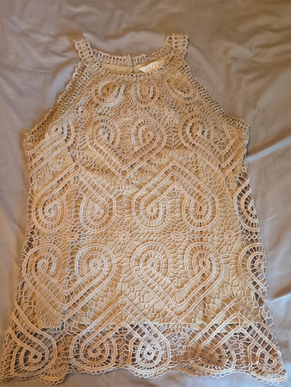 Lace Halter Tank Top in Cream
